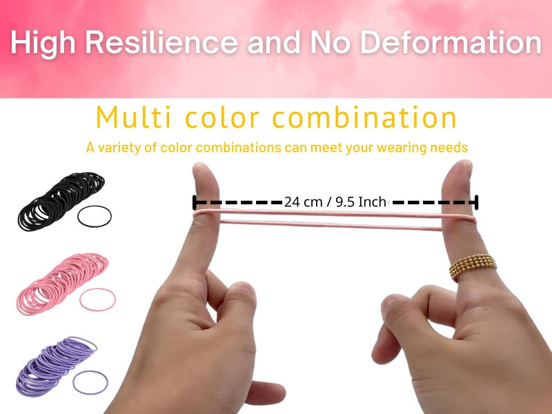 DS.DISTINCTIVE STYLE DS. DISTINCTIVE STYLE Hair Ties 50 Pieces 2.5 mm Elastic Hair Bands Hair Rubber Bands Ponytail Holders (Pink) - Image 5